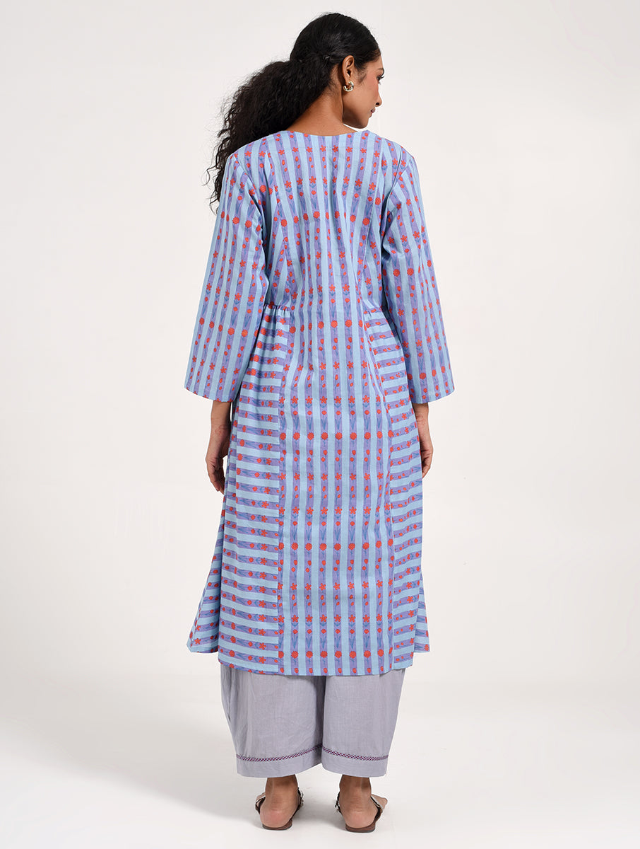 Within Striped V neck  Kurta