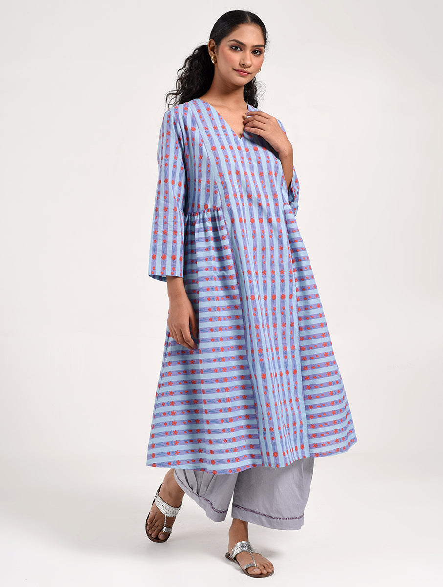Within Striped V neck  Kurta