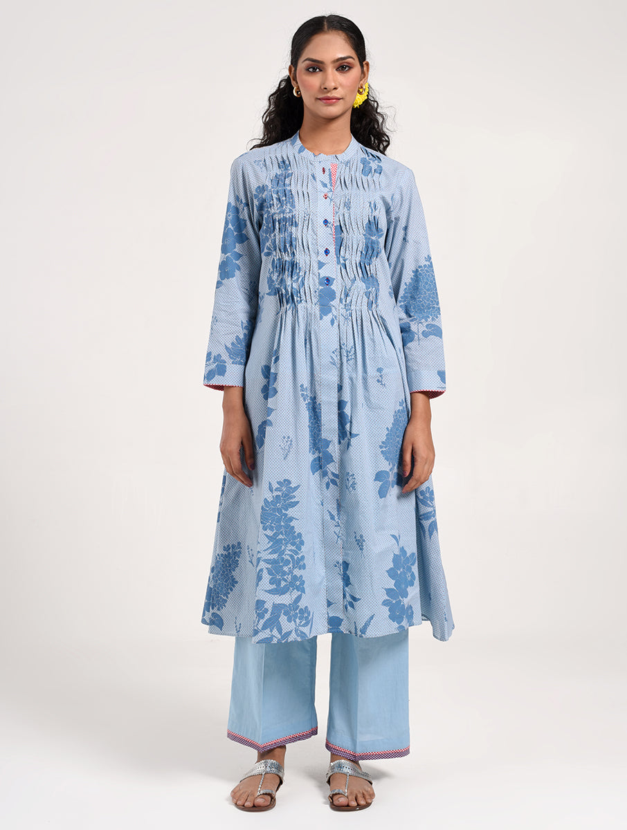 Within Blue Pleated  Kurta