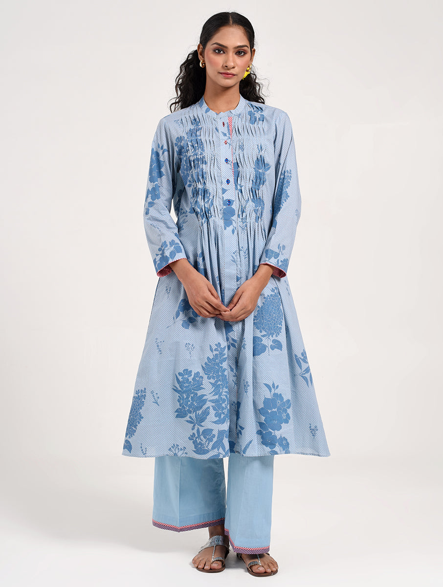 Within Blue Pleated  Kurta