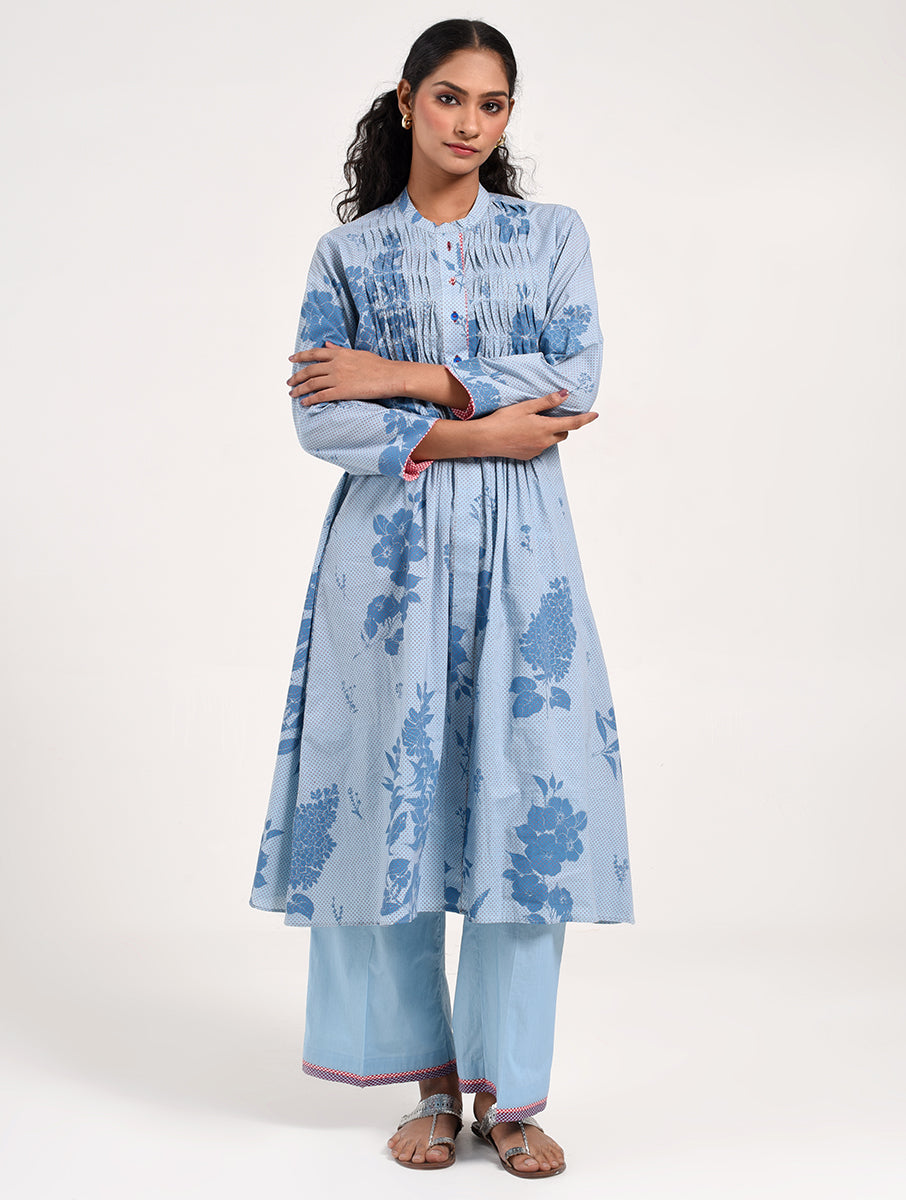 Within Blue Pleated  Kurta