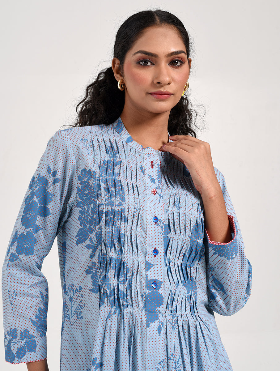 Within Blue Pleated  Kurta