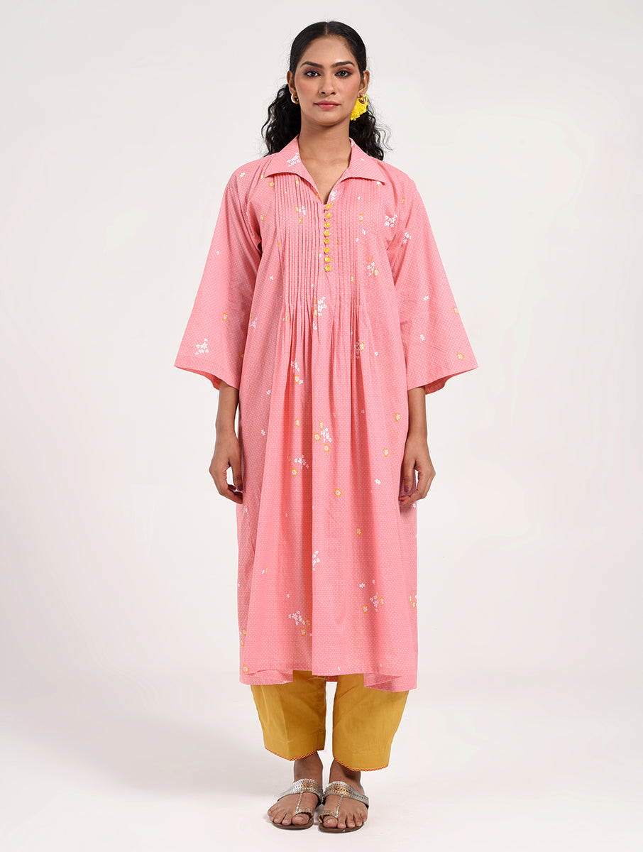 Within Pink Collar Kurta