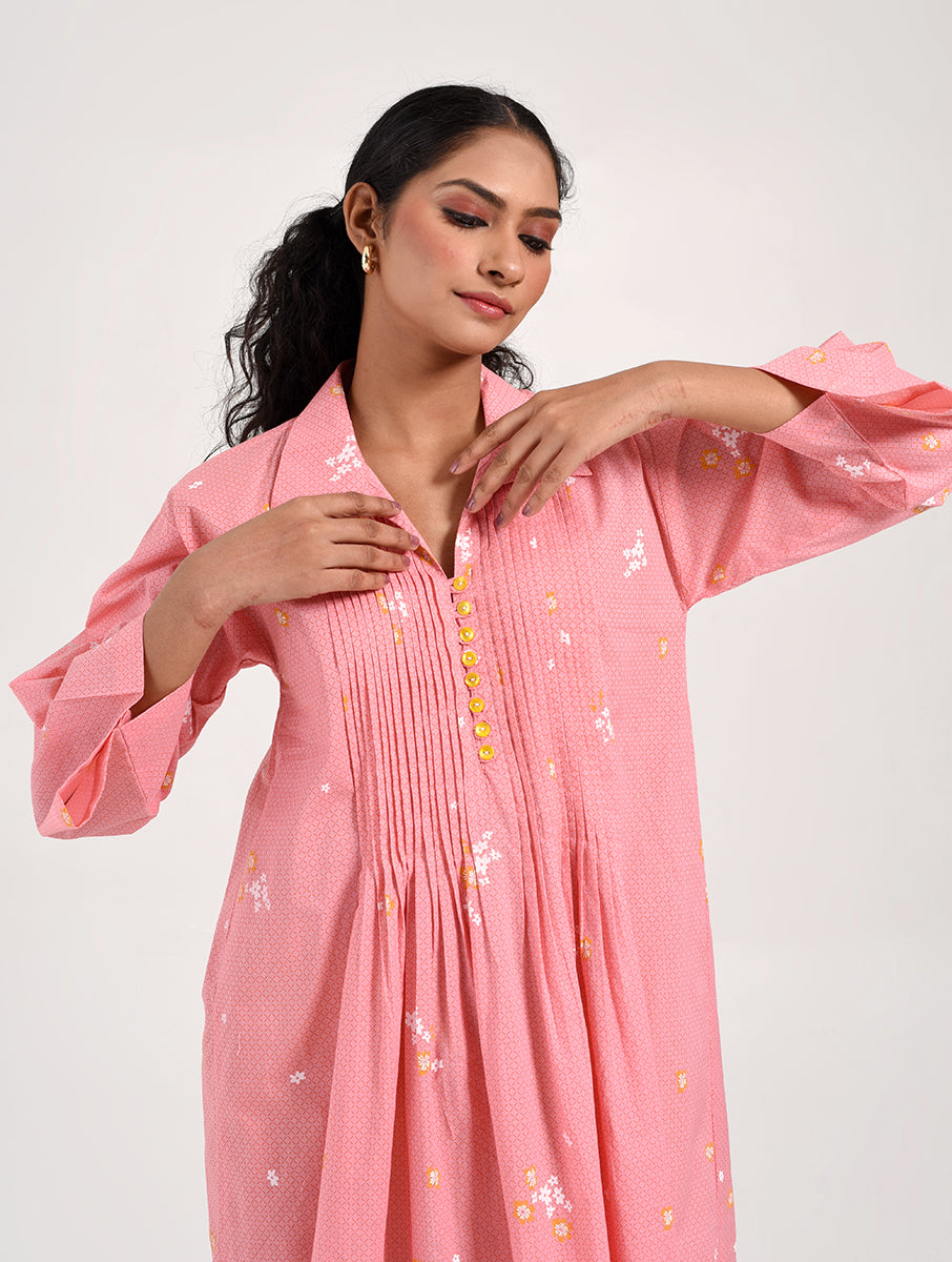 Within Pink Collar Kurta
