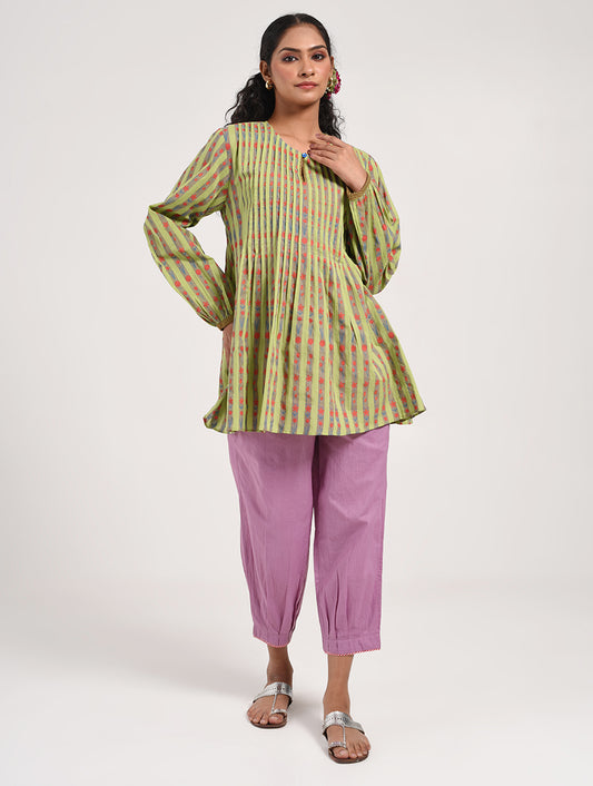 Within Green Pleated Top Pajama Set