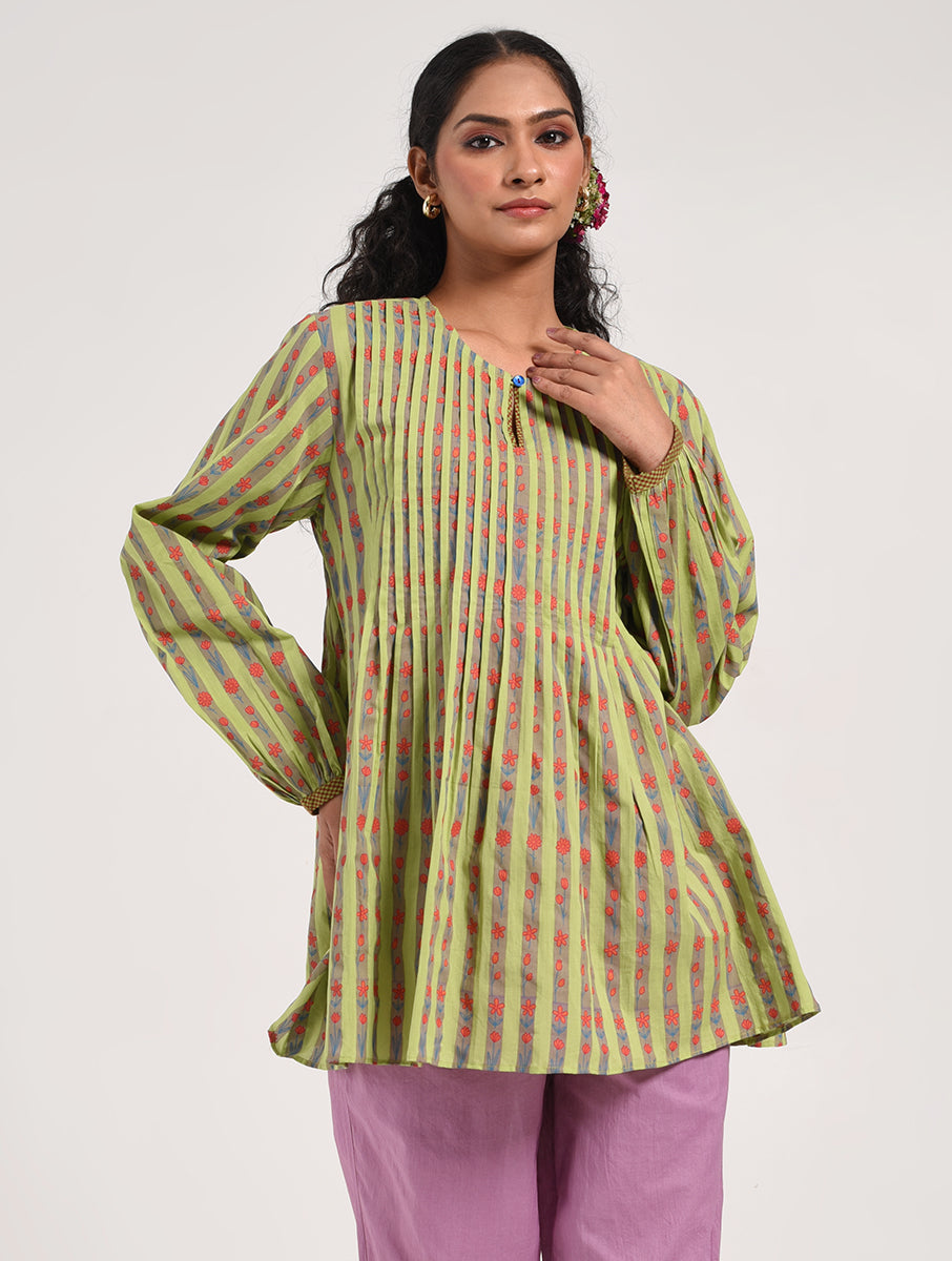Within Green Pleated Top