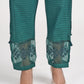 Women Green Color Hand Embroidered Cotton Silk Pajama 