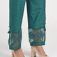 Women Green Color Hand Embroidered Cotton Silk Pajama 