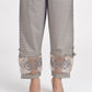 Women Grey Hand Embroidered Cotton Silk Pajama 