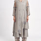 Women Grey Hand Embroidered Cotton Silk Pajama 