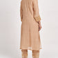 Women Beige Hand Embroidered Cotton Silk Kurta for festive wear 