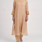 Women Beige Hand Embroidered Cotton Silk Kurta for festive wear 