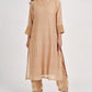 Women Beige Hand Embroidered Cotton Silk Kurta for festive wear 