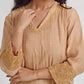 Women Beige Hand Embroidered Cotton Silk Kurta for festive wear 