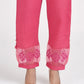 Women Pink Hand Embroidered Cotton Silk Pajama 