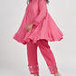 Women Pink Hand Embroidered Cotton Silk Pajama 