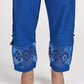 Women Blue Hand Embroidered Cotton Silk Pajama 