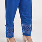 Women Blue Hand Embroidered Cotton Silk Pajama 