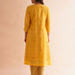 Gudhal Yellow Cotton Silk Block Print Kurta, Pants & Dupatta