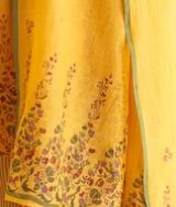 Gudhal Yellow Cotton Silk Block Print Kurta, Pants & Dupatta