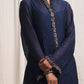 Chanderi cotton silk Blue color hand embroidered zardozi collar Neck long kurta pajama dupatta set