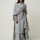 Women  Gota Hand Embroidered  Grey Cotton Mul Dupatta for festive Occasions