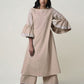 Women  Gota Hand Embroidered Beige Cotton Kurta for festive Occasions