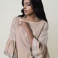 Women  Gota Hand Embroidered Beige Cotton Kurta for festive Occasions