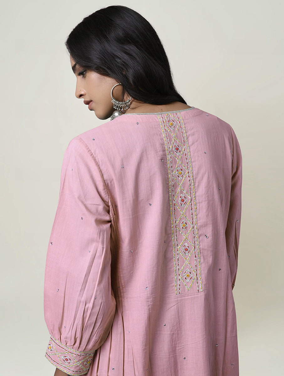 Women  Gota Hand Embroidered  Cotton Dress/Kurta for festive Occasion.