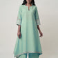 Women  Gota Hand Embroidered A line Cotton Kurta for festive Occasions