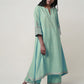 Women  Gota Hand Embroidered A line Cotton Kurta for festive Occasions