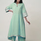 Women  Gota Hand Embroidered A line Cotton Kurta for festive Occasions