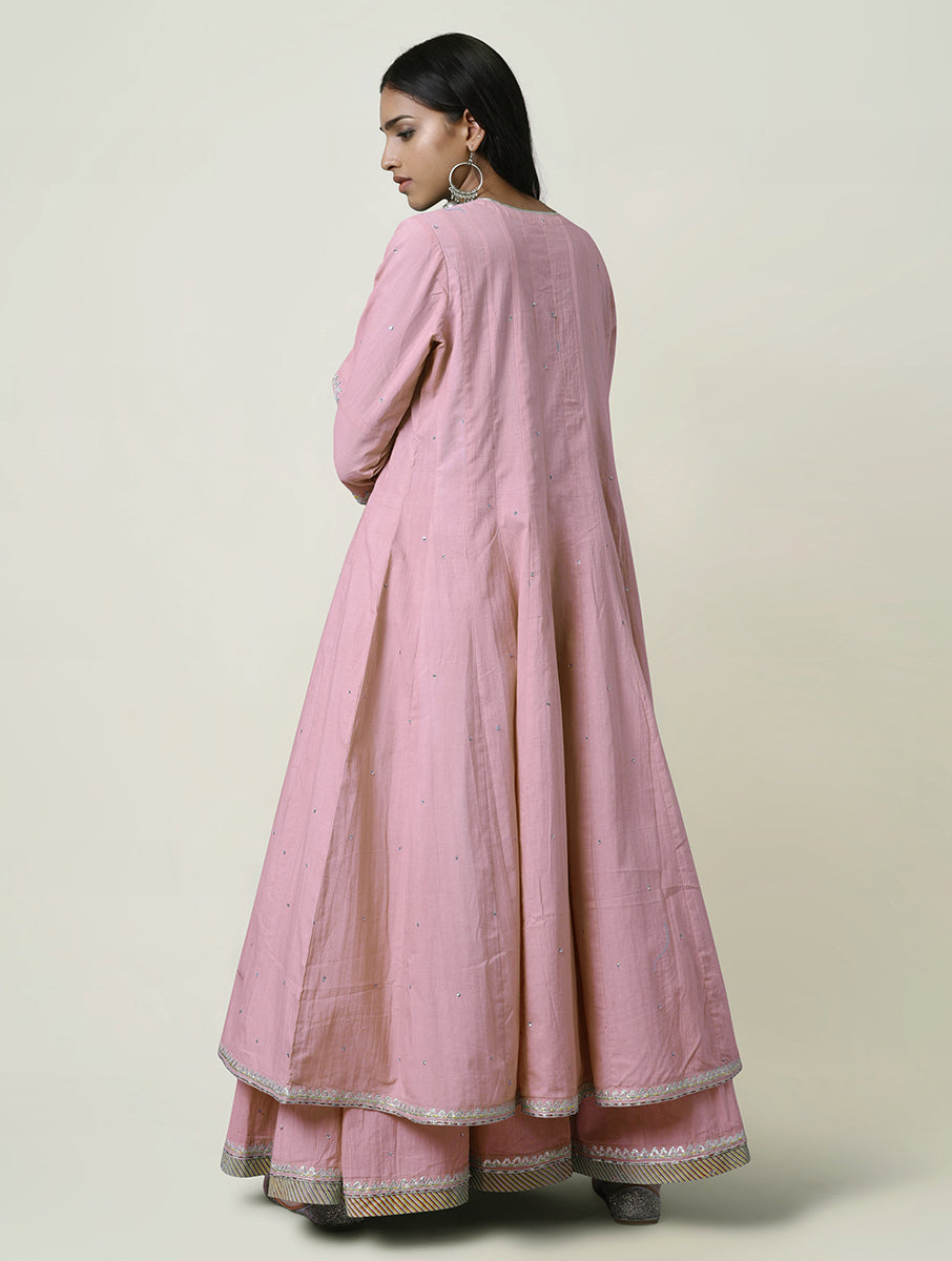 Women  Gota Hand Embroidered Anarkali Cotton Kurta for festive 