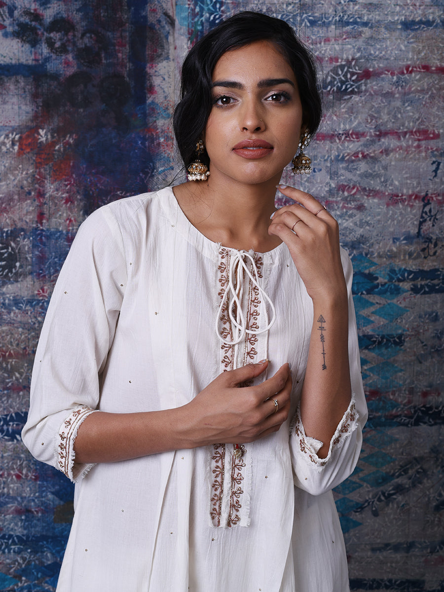 Ahjaza Box Pleat Kurta, Pant Set