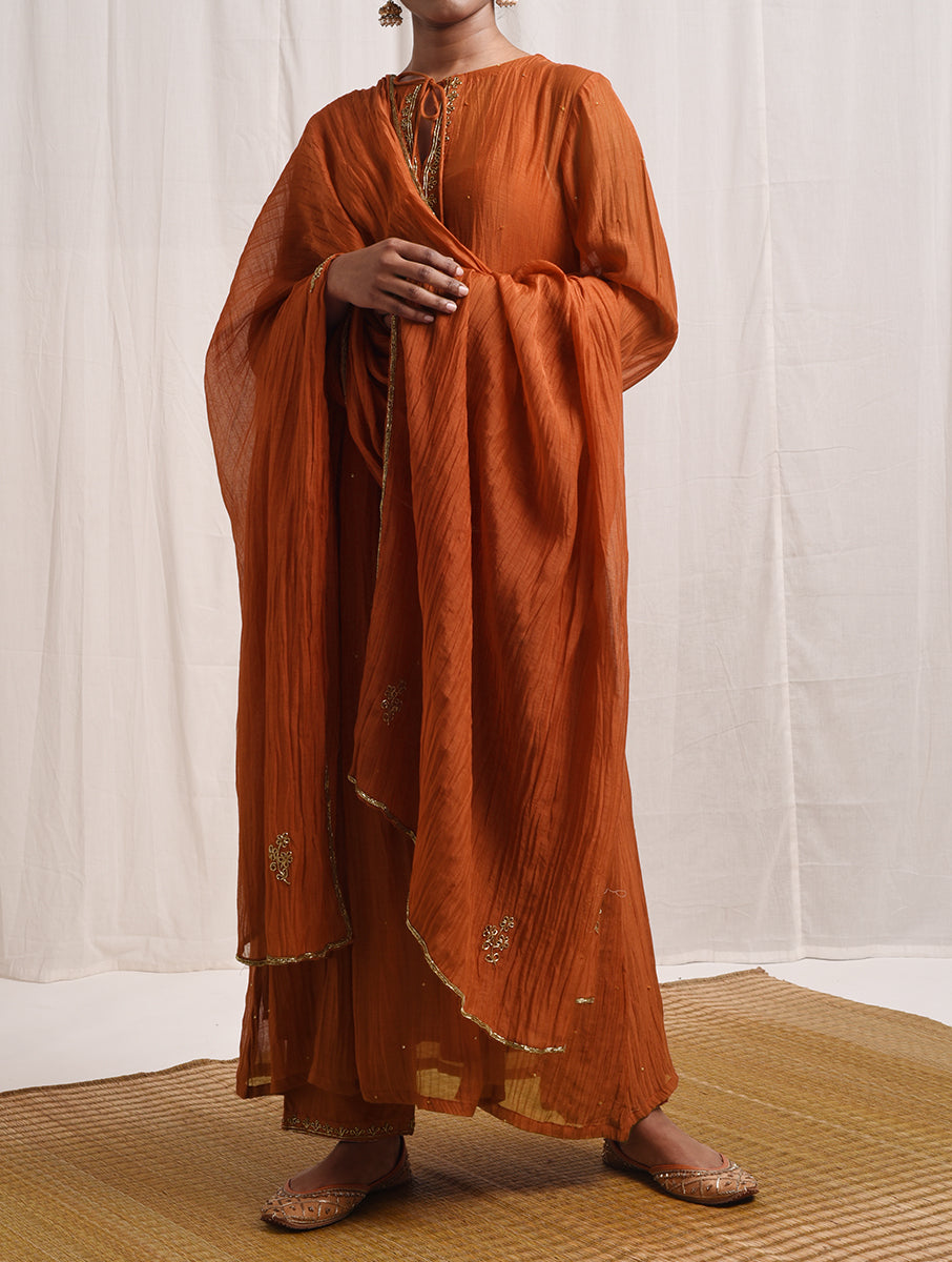 Naqsh Rust Kurta  set of 3