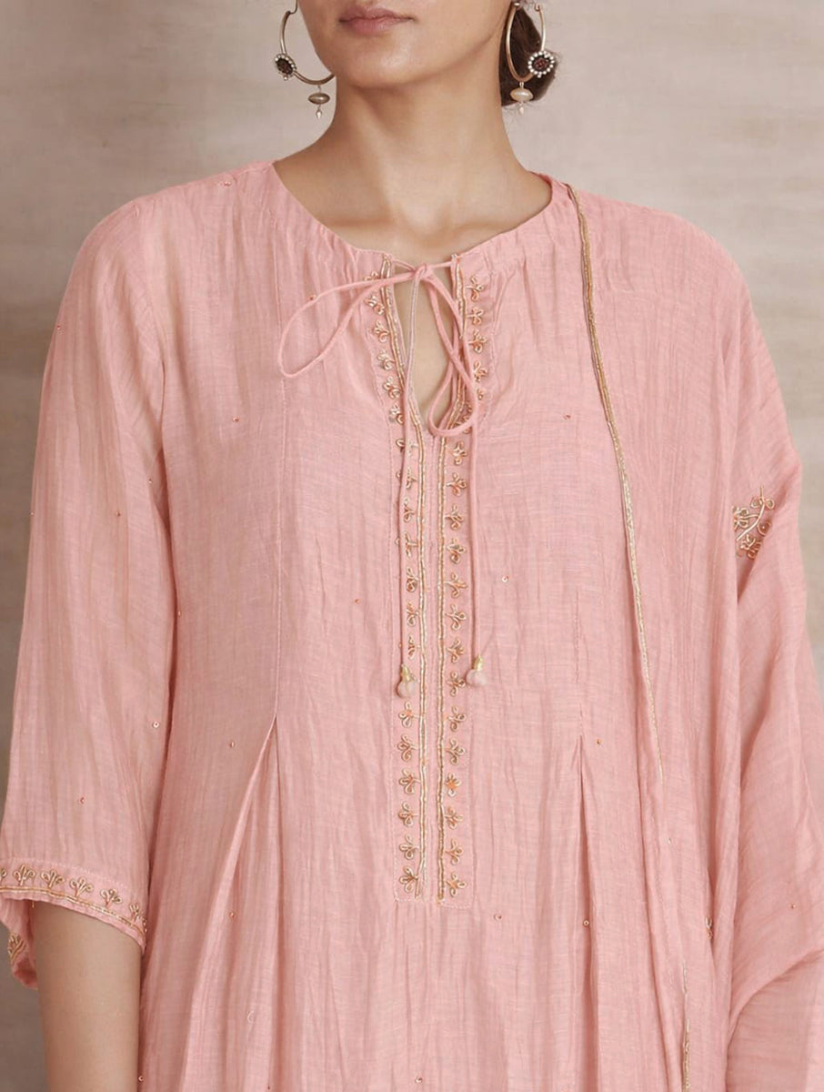 Naqsh Pink Box Pleat  Kurta set of 3 (Copy)